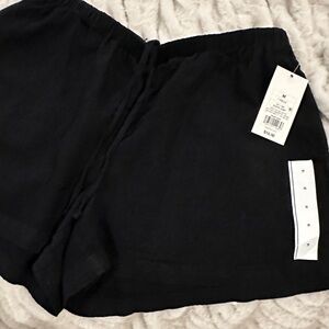 Women's Black Linen Shorts